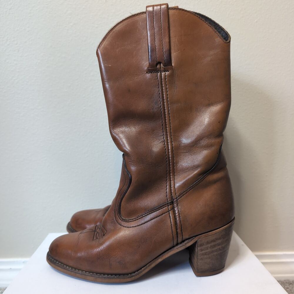 Leather Heeled Cowboy Boots Vintage